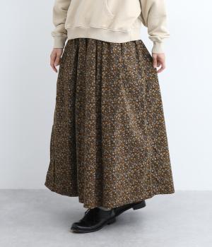 コール天フラワースカート(ブラウン-F)