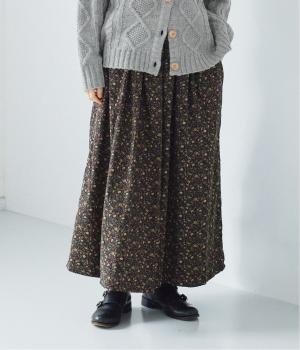 コール天フラワースカート(ネイビー-F)