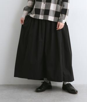 コットンナイロンクロス　ポケットスカート(ブラック-F)