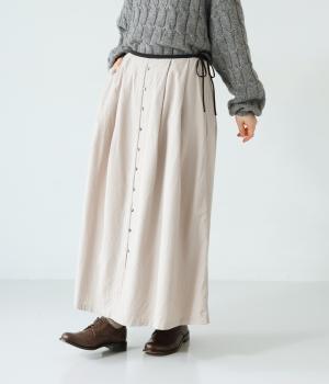 コットンカシミヤビエラ　配色スカート(ナチュラル-F)