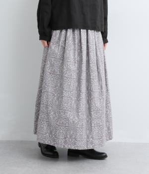 コットン花柄コール天　スカート(グレー-F)