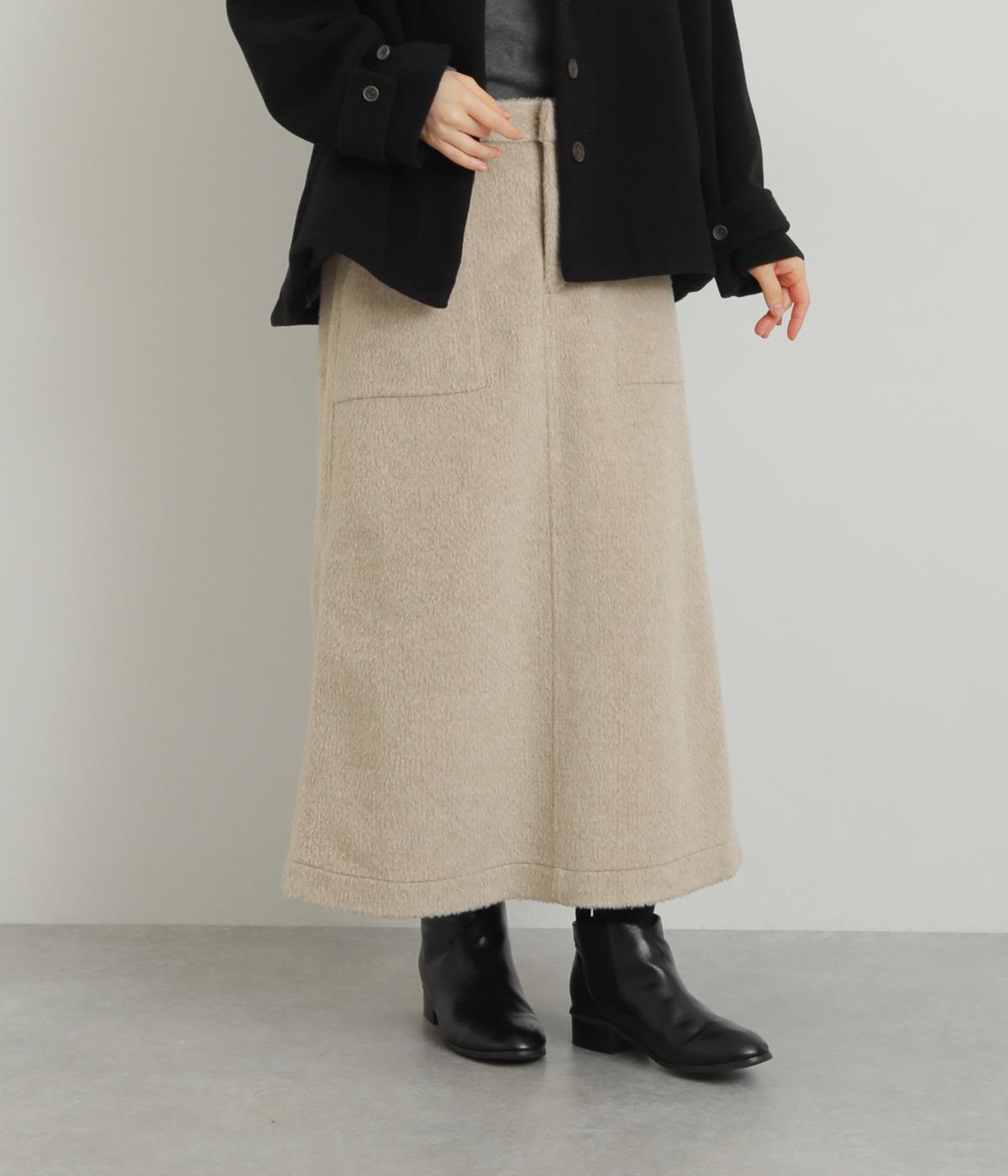 シャギー　スカート(ベージュ-F)