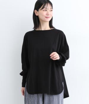 コットン　リブプルオーバー(ブラック-ONESIZE)