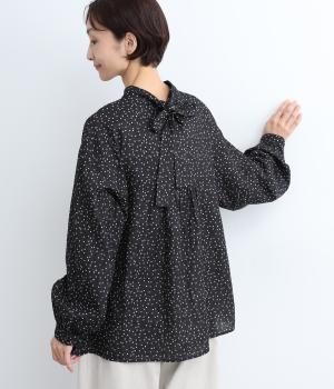 接結Wガーゼオーガニックコットンブラウス(ドット-F)