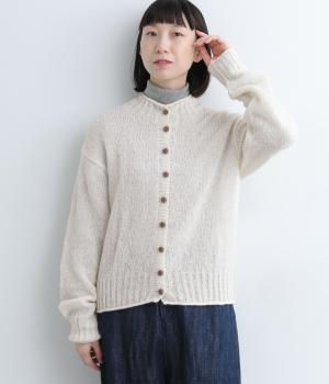 アルパカナイロンペルーニットカーディガン(ホワイト-F)