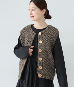 ウールペルーハンドニットベスト(グレー-F)