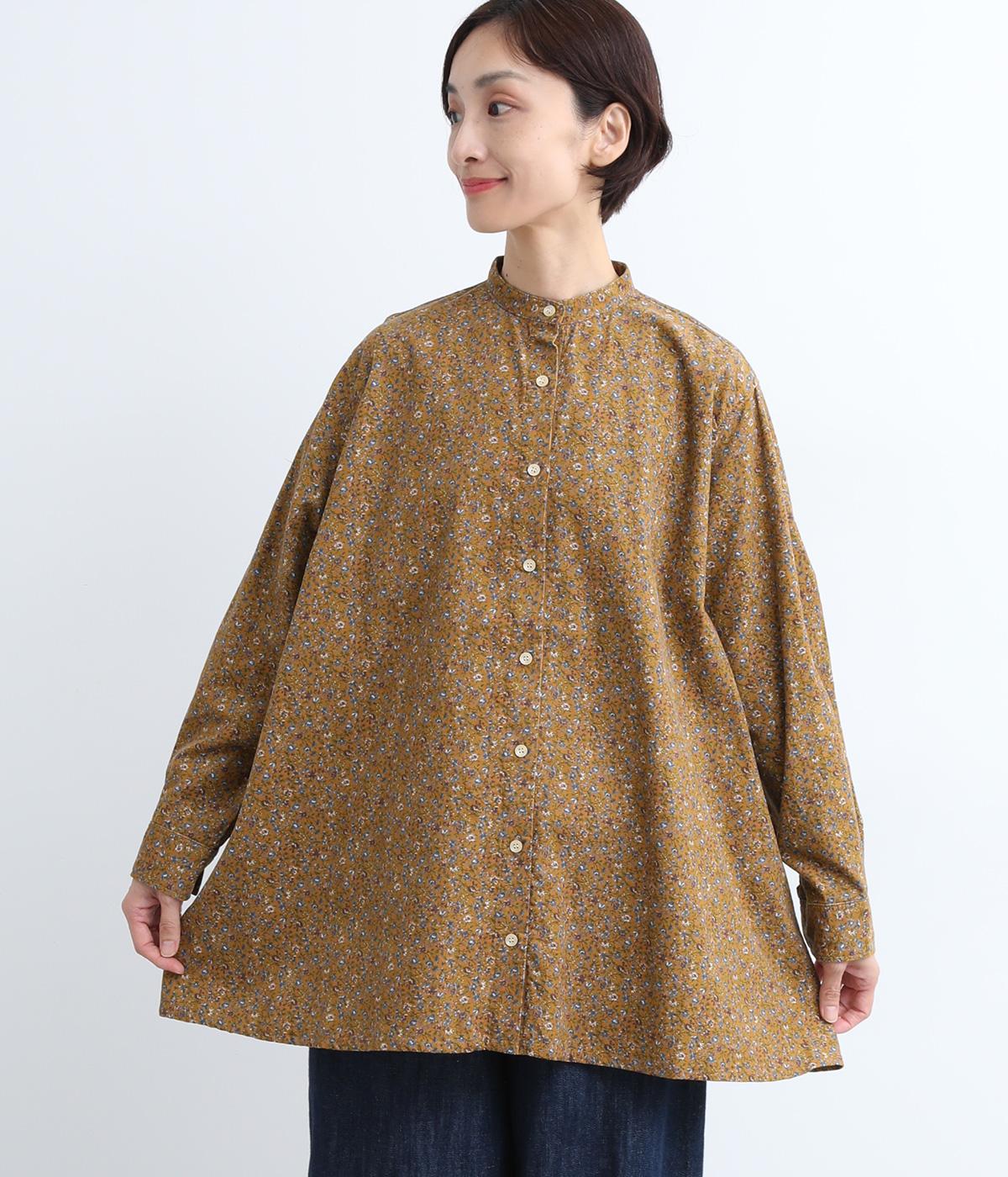 コール天フラワーシャツ(キャメル-F)