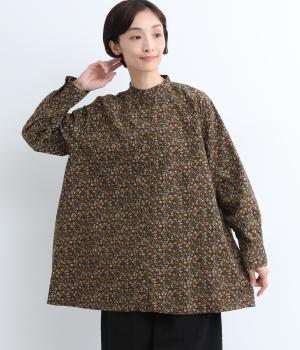 コール天フラワーシャツ(ブラウン-F)