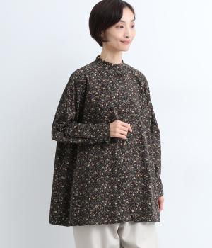 コール天フラワーシャツ(ネイビー-F)