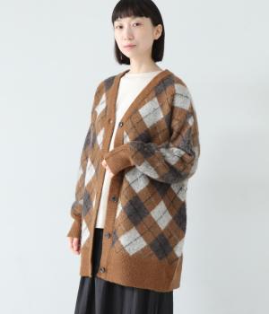 ジャカードアーガイルカーディガン(ブラウン-F)