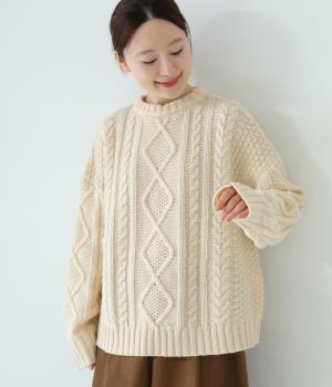 シェットランドウールプルオーバー(ホワイト-F)