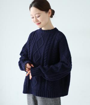 シェットランドウールプルオーバー(ネイビー-F)