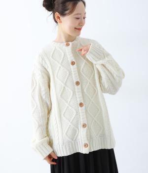 シェットランドウールカーディガン(ホワイト-F)