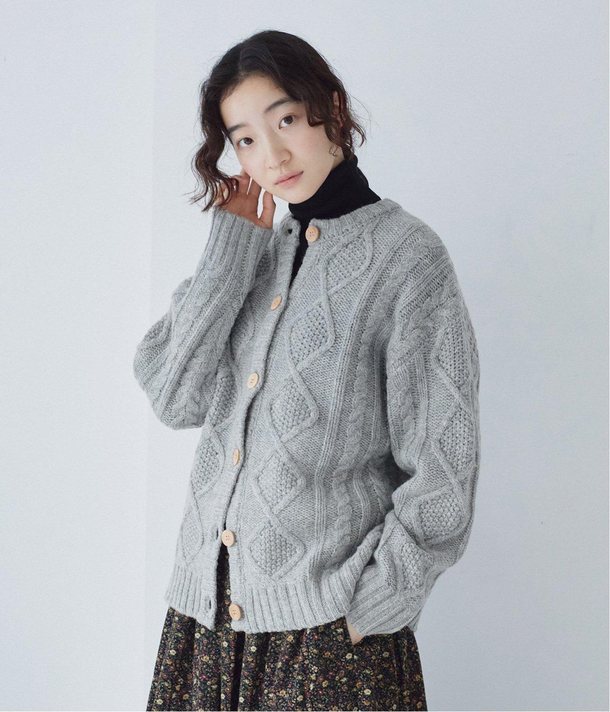 シェットランドウールカーディガン(グレー-F)