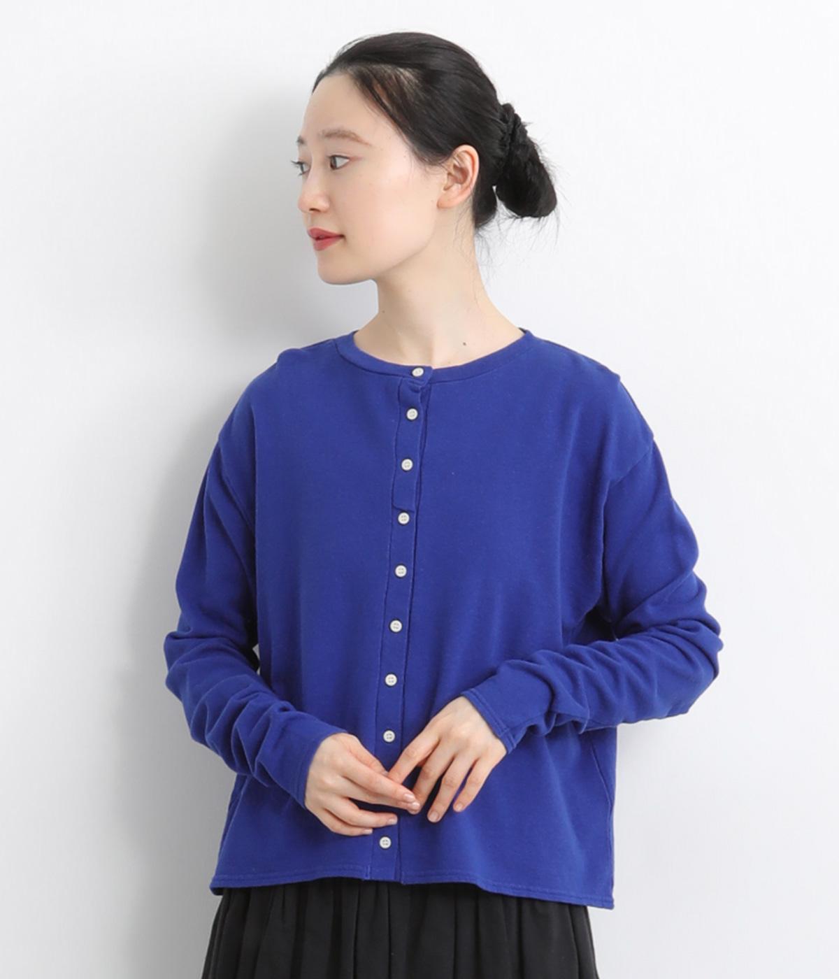 やわらか裏毛カーディガン(ブルー-F)