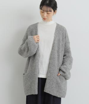 アルパカ混ニット　カーディガン(グレー-F)