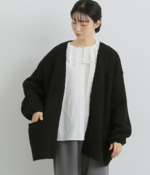 アルパカ混ニット　カーディガン(ブラック-F)
