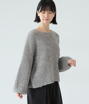 アルパカ混ニットプルオーバー(グレー-F)