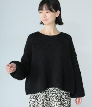 アルパカ混ニットプルオーバー(ブラック-F)
