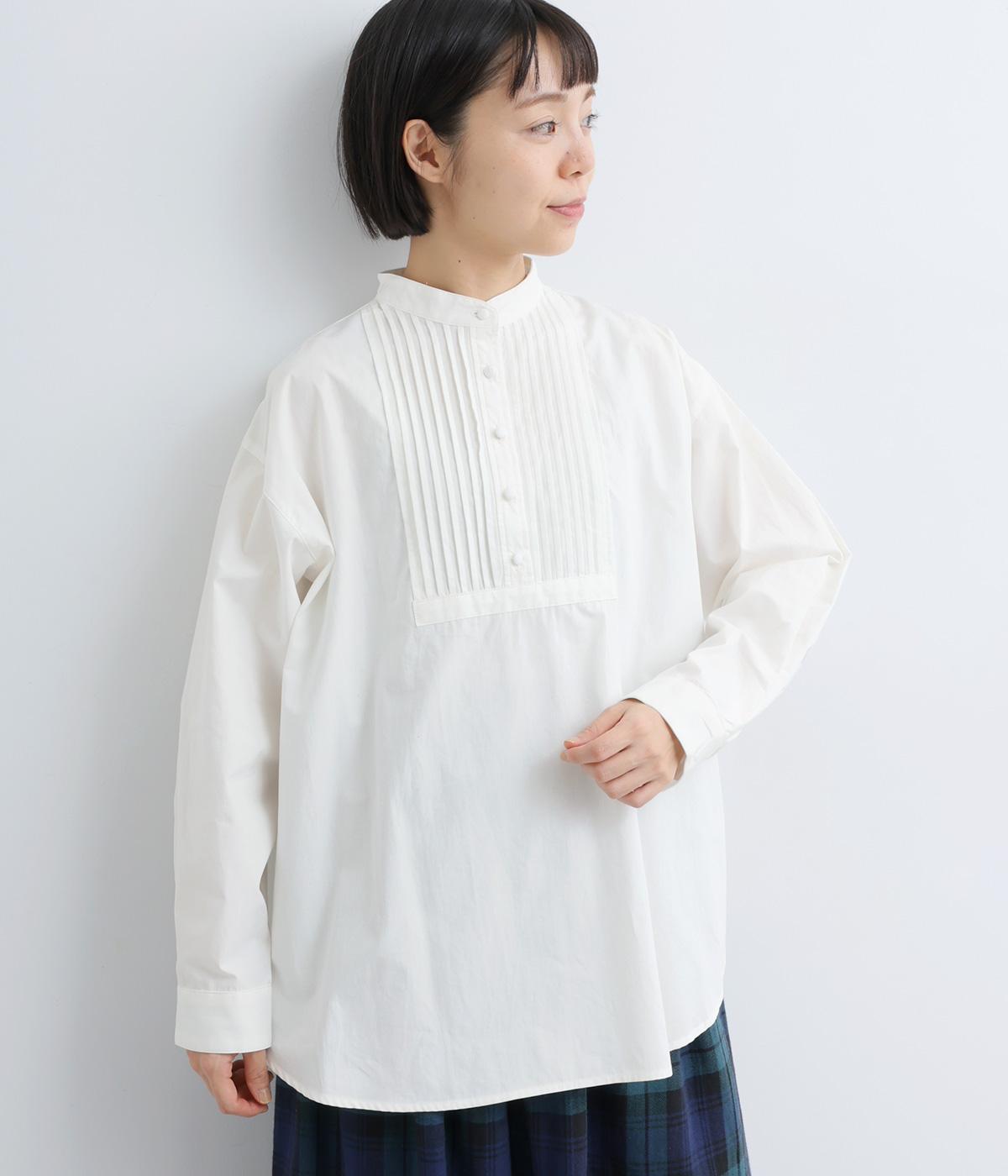 コットン　ピンタックシャツ(ホワイト-F)