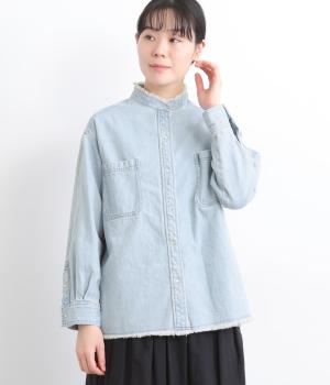 コットンデニム　フリンジシャツ(ライト-F)