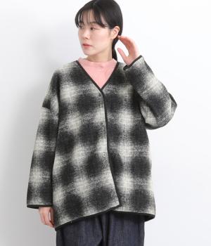 スライバーチェック　カーディガン(ブラック-F)