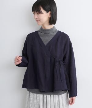 インディゴリネン　カシュクールシャツ(ダーク-F)