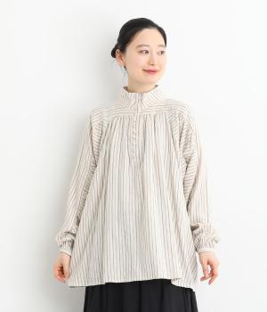 シャーリングブラッシュドストライプ　シャツ(ナチュラル-F)