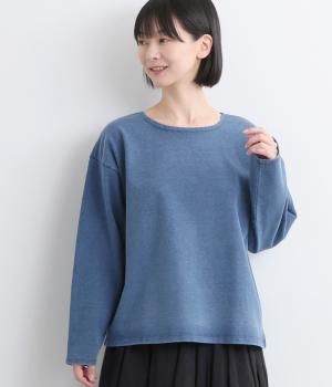 コットンインディゴボーダー　プルオーバー