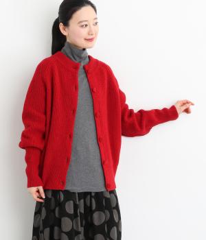 ラムウールジャパンリブニット　2wayカーディガン(レッド-F)