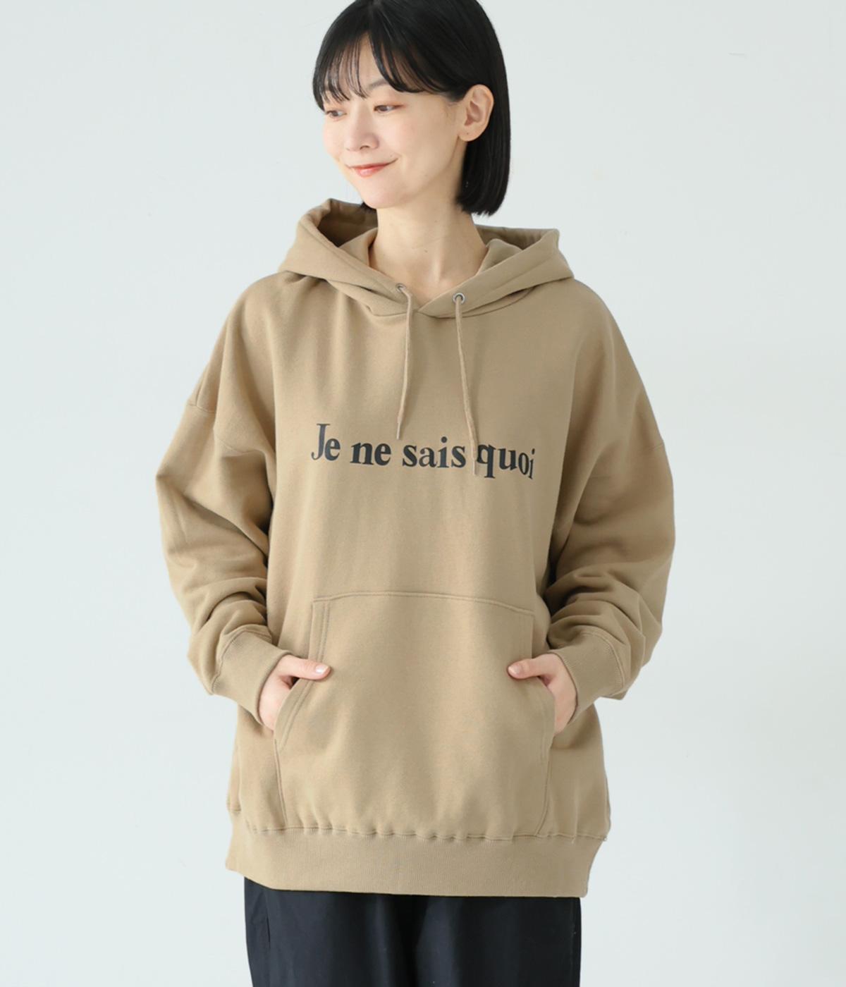 コットン裏毛　フーディー(サンドベージュ×ブラック-F)