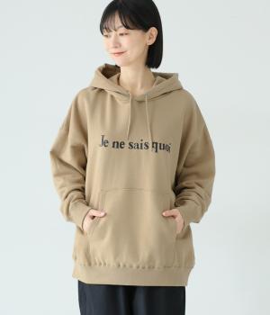 コットン裏毛　フーディー(サンドベージュ×ブラック-F)