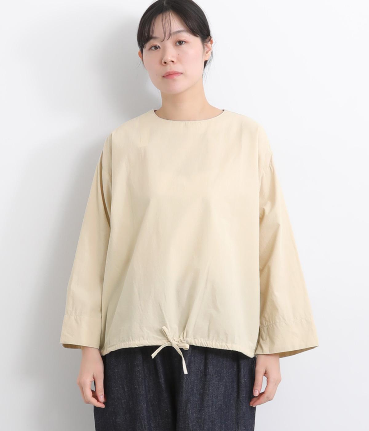 コットン近江晒ブロード　裾ドロストプルオーバー(アイボリー-F)