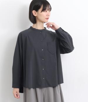 コットン近江晒ブロード　ポケットシャツ(チャコール-F)