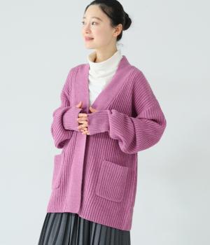 アルパカ混　カーディガン(パープル-F)