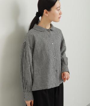 コットンリネン起毛ブロードチェック　シャツ(スモールギンガム-F)