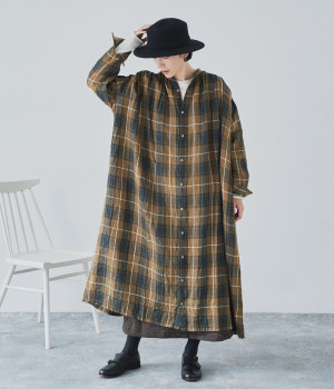 リネンタータンドレス(ブラウン-ONESIZE)