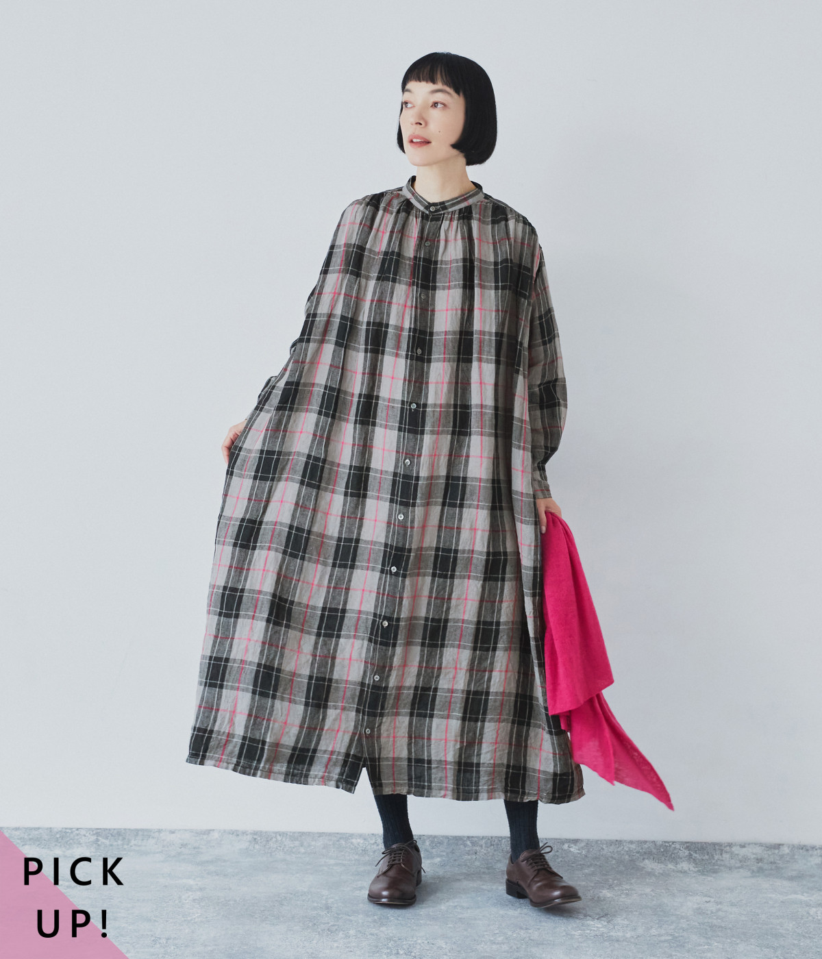 リネンタータンドレス(グレー-ONESIZE)