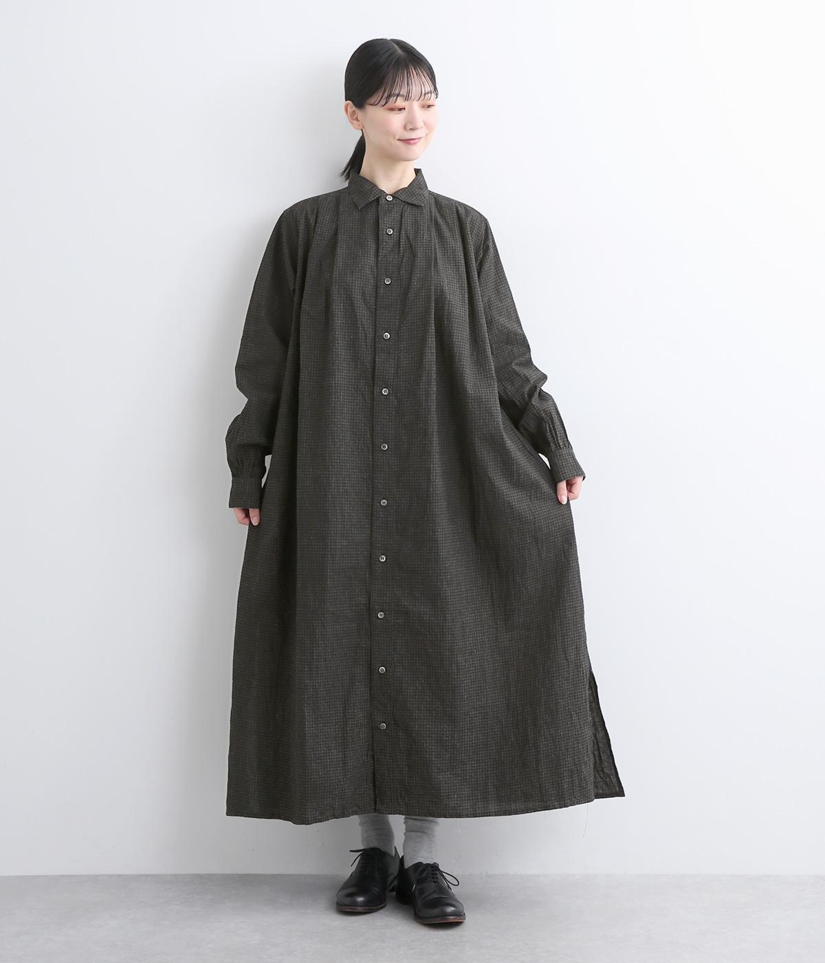 ichi antiques 東炊きリネンシャツワンピース　ギンガム リネンコットンギンガムスミシャツワンピース｜ICHI Antiquites（イチ