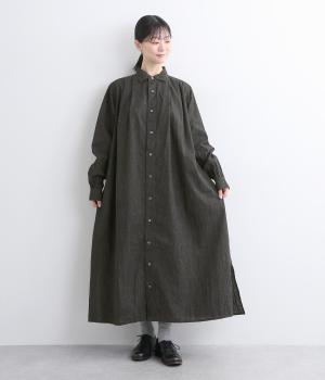 リネンコットンギンガムスミシャツワンピース(ギンガムチェック-F)