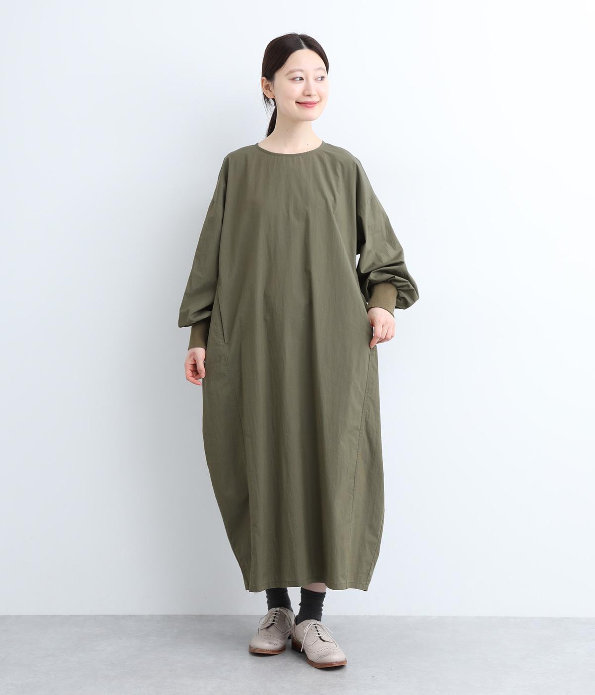 コットンナイロンストーンバイオワンピース(カーキ-F)