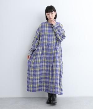コットンウールタータンチェックシャツワンピース