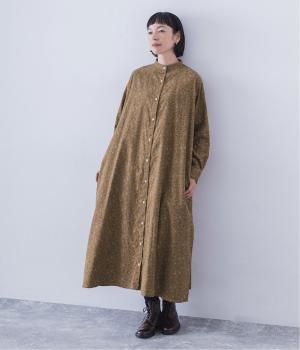 コール天フラワーワンピース(キャメル-F)