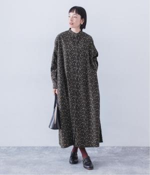 コール天フラワーワンピース(ネイビー-F)