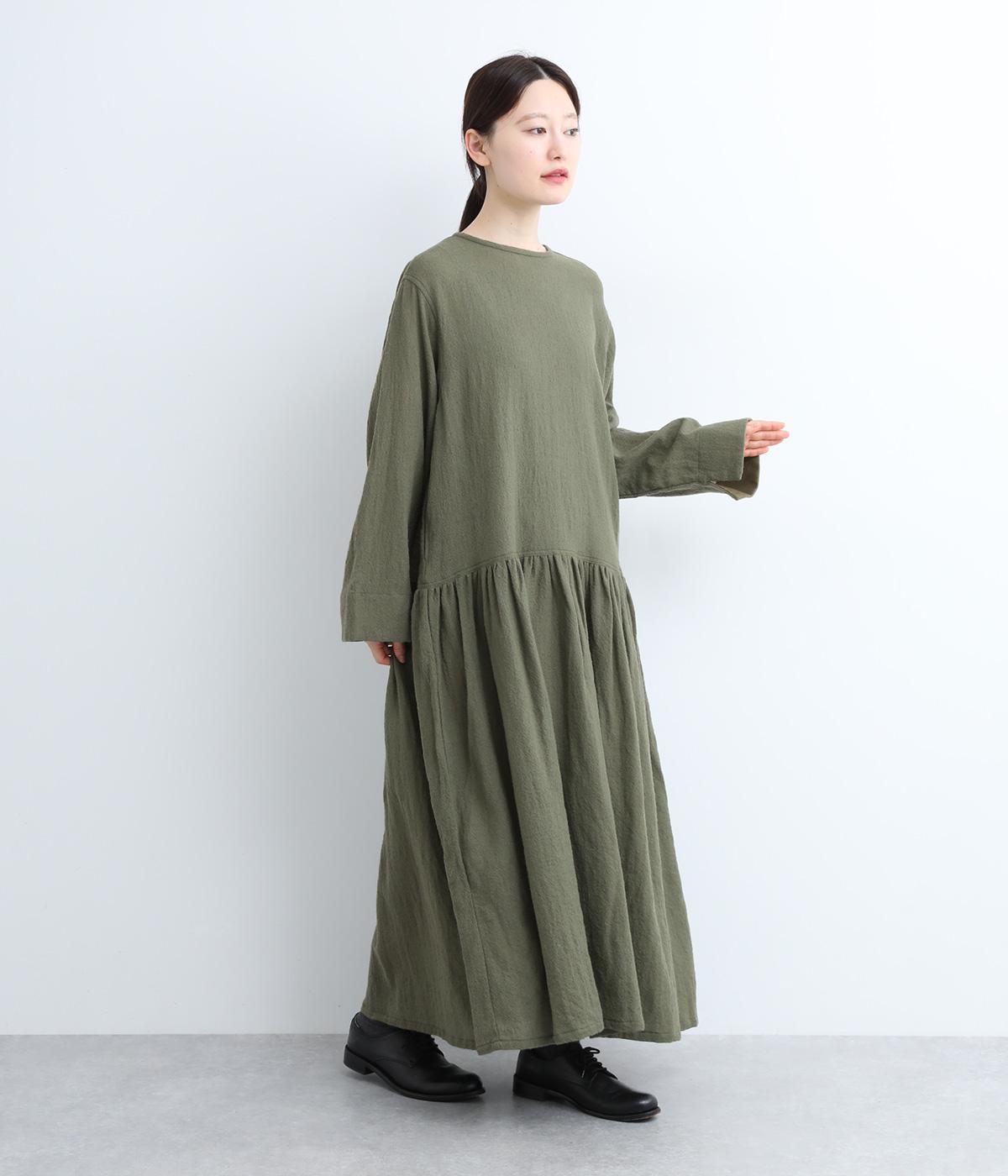 ウールガーゼワンピース(グリーン-F)