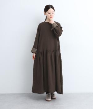 ウールガーゼワンピース(ブラウン-F)