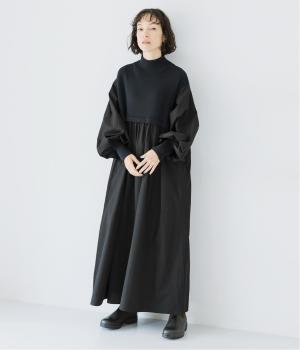 ニット×フハク　ハイネックワンピース(ブラック-F)