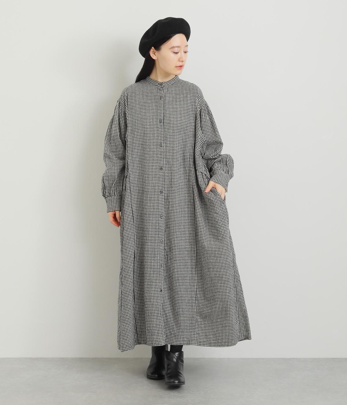 コットンリネン起毛ブロードチェック　ワンピース(スモールギンガム-F)