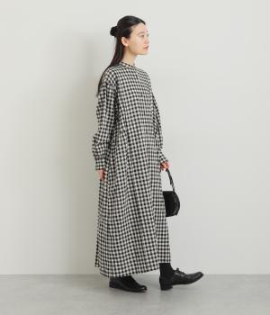 コットンリネン起毛ブロードチェック　ワンピース(ビッグギンガム-F)