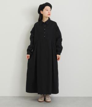 コットンフランネル　ワンピース(ブラック-F)
